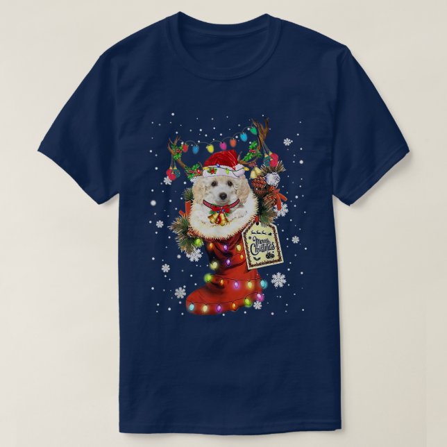 Leksak Pudel Julafton Boot jul Sock Winter Snö T Shirt (Design framsida)