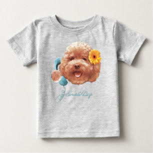 Leksak Pudel med blomma och Mobil illustration T Shirt