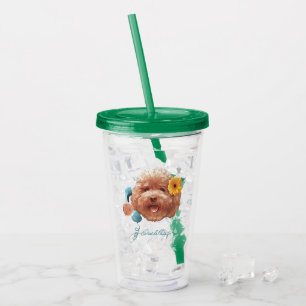 Leksak Pudel med blomma och Mobil illustration Take Away Mugg
