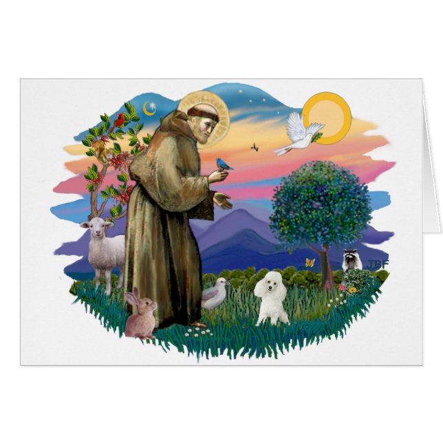 Leksak Pudel (vit) Hälsningskort (Framsidan Horizontal)