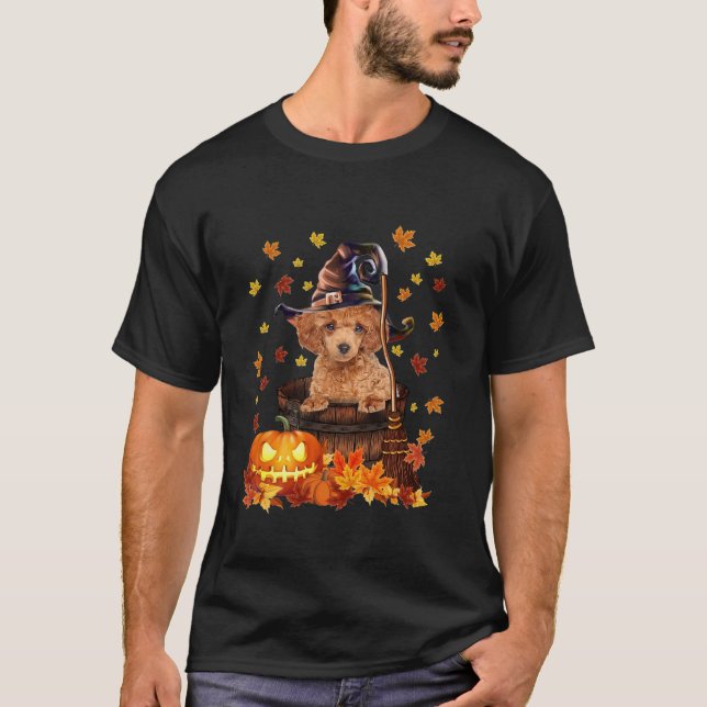 Leksak Pudel Witch Pumpkin Halloween Hund älskare  T Shirt (Framsida)