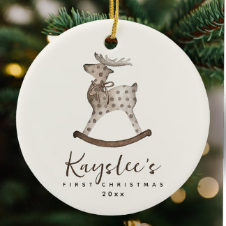 Leksak Reindeer Baby Första julklappen Keramic Orn Julgransprydnad Keramik