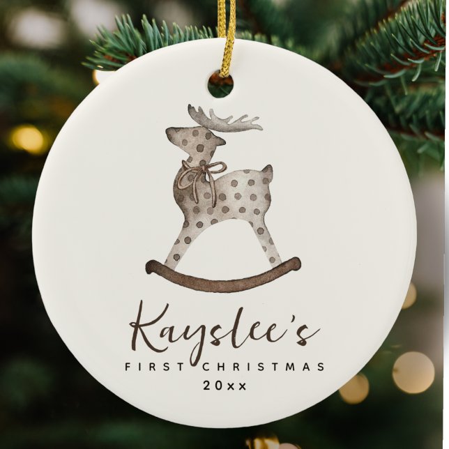 Leksak Reindeer Baby Första julklappen Keramic Orn Julgransprydnad Keramik (Skapare uppladdad)