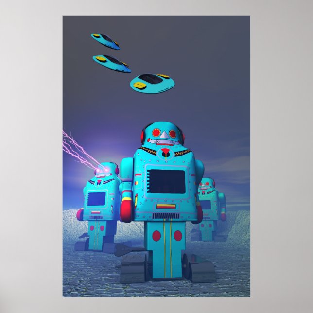 Leksak Robos på Attack Print Poster (Framsidan)