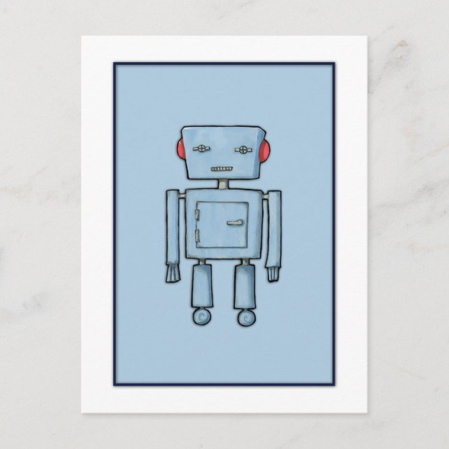 Leksak Robot Blue Postcard Vykort (Framsida)