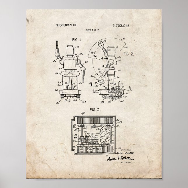 Leksak Robot Patent - Gamle look Poster (Framsidan)