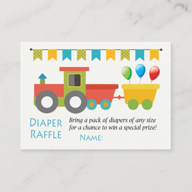 Leksak tåg Diaper Raffle Biljett (Framsida)