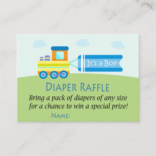 Leksak Tåg Diaper Raffle Biljett (Framsida)