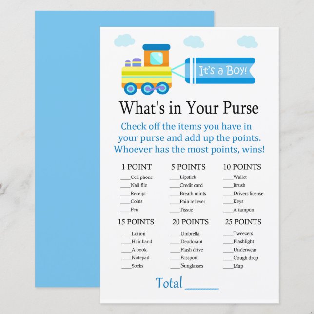 Leksak Tåg What's in your purse match (Fram/baksida)