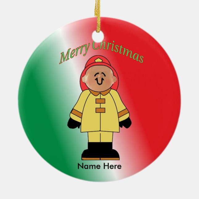 Leksak White Fireman Anpassningsbar Julgransprydnad Keramik (Baksidan)