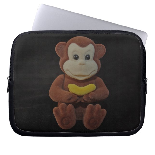 Leksakapa med en bananlaptop sleeve (Framsidan)