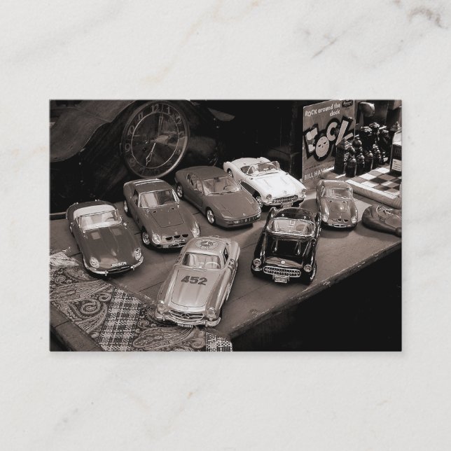 Leksakbilar, mini- foto visitkort (Framsida)