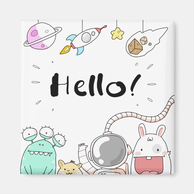 Leksaker Astronaut Rocket Planet Galaxy Alien Mons Magnet (Framsidan)