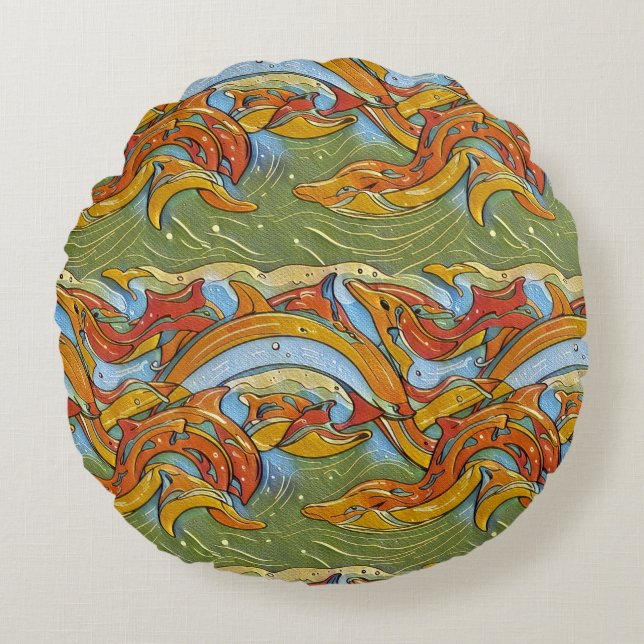 Leksaker i Mönster 2 - Ocean-Inspired Design Rund Kudde (Framsidan)