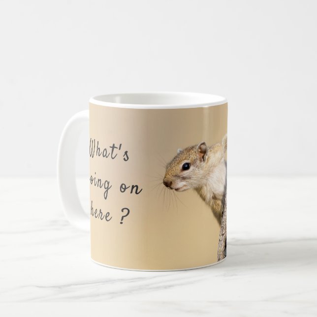 Leksakigt lustigt ekorfoto med text kaffemugg (Framsida vänster)