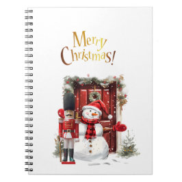 Leksaksbjörn i britisk soldatkaskett och snöman anteckningsbok