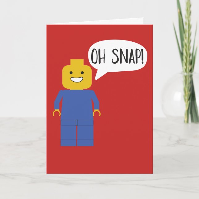 Leksaksfigur av byggstenar För sent födelsedagskor Kort (Framsida)