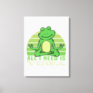 Leksakslig groda som gör yoga. canvastryck