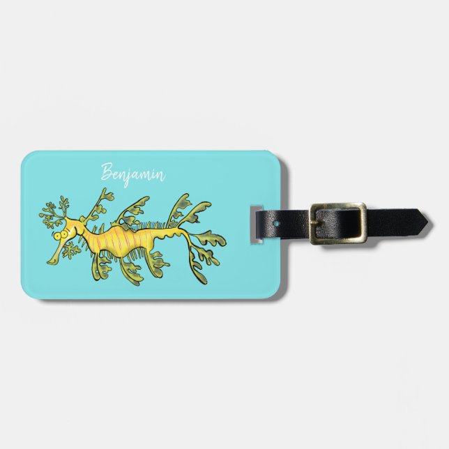 Leksaksliknande havsdragonillustration tecknad bagagebricka (Horisontell Framsida)