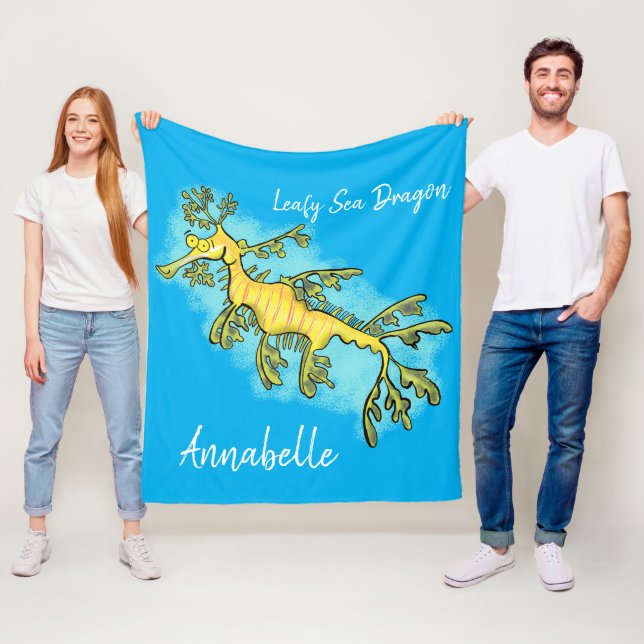Leksaksliknande havsdragonillustration tecknad fleecefilt (På plats)