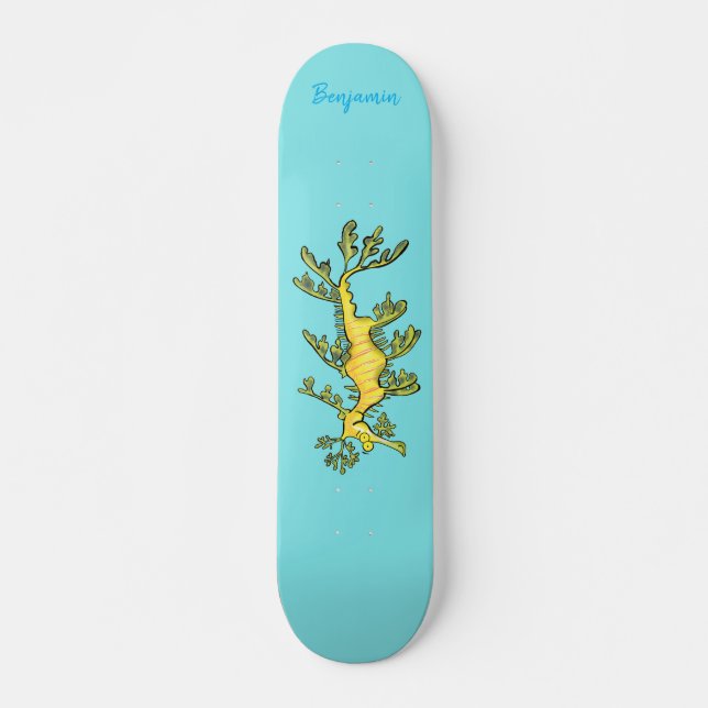 Leksaksliknande havsdragonillustration tecknad mini skateboard bräda 18,5 cm (Framsida)