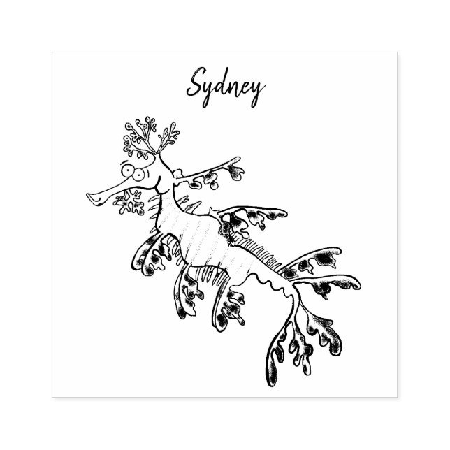 Leksaksliknande havsdragonillustration tecknad stämpel (Tryck)