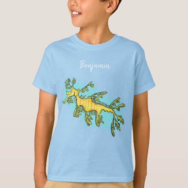 Leksaksliknande havsdragonillustration tecknad t shirt (Framsida)