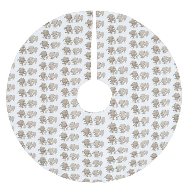 Leksaksliknande tecknad illustration julgransmatta borstad polyester (Framsidan)