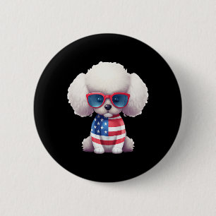 Leksakspudel med patriotisk amerikansk flagga amer knapp