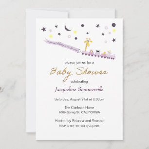 Leksakståg Djur Passagerar Baby Shower Inbjudningar