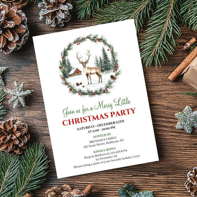 Lekscen för julfestinladningskort inbjudningar (Playful Cozy Christmas Scene Party Invitation Card)