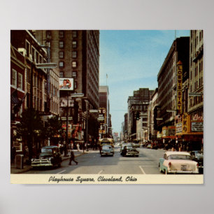 Lekstugan kvadrerar, Cleveland, Ohio vintage Poster