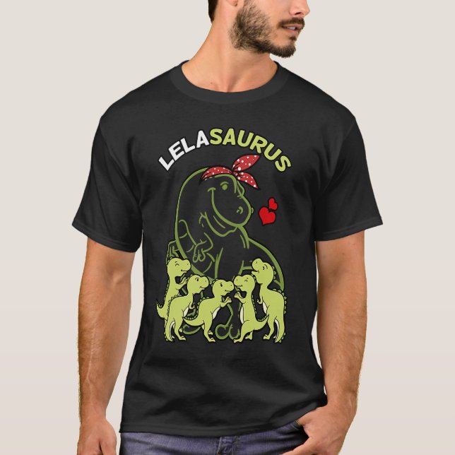 Lelasaurus Lela 5 Kids Dinosaur Mors dag T Shirt (Framsida)