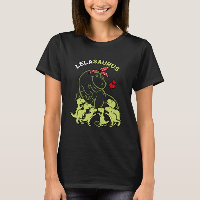 Lelasaurus Lela 6 Kids Dinosaur Mor dag T Shirt (Framsida)
