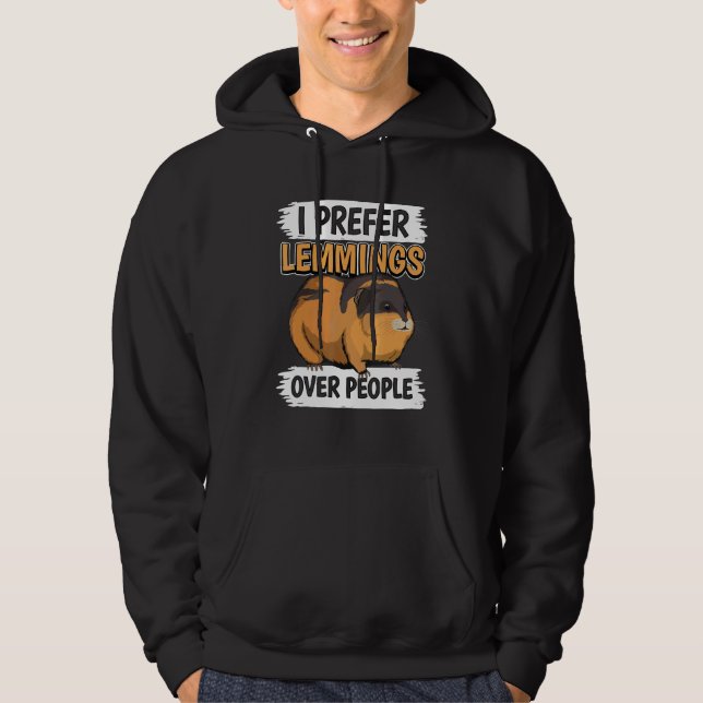 Lemming Quote Rodent I Prefer Lemmings over People Hoodie (Framsida)