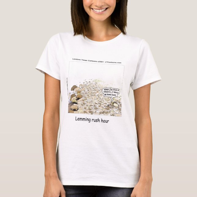Lemmings Rush Hour Funny T-shirt (Framsida)