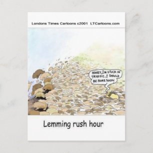 Lemmings Rushtid Roligt Vykort
