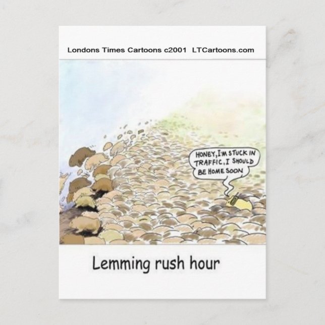 Lemmings Rushtid Roligt Vykort (Framsida)