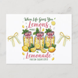 Lemmon Quotes Lemon Juice Watercolor Vykort