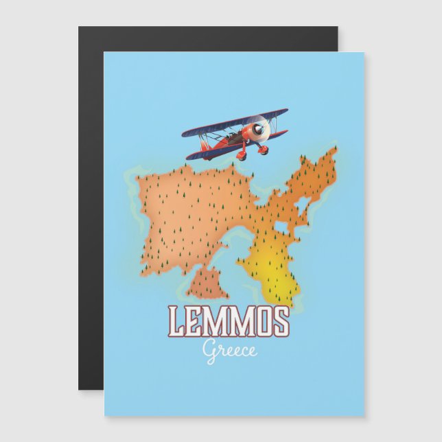 Lemmos Grekiska Karta Illustrated-reseaffisch (Fram/baksida)