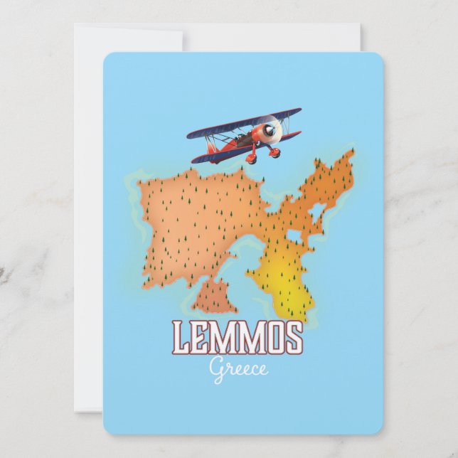 Lemmos Grekiska Karta Illustrated-reseaffisch (Framsida)