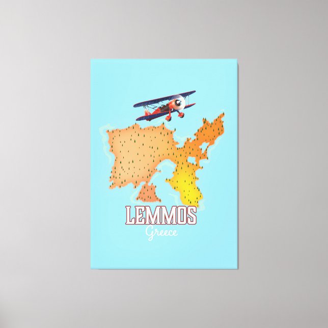 Lemmos Grekiska Karta Illustrated-reseaffisch Canvastryck (Framsida)
