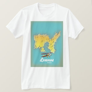Lemnos greece retro karta t shirt