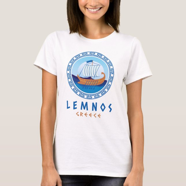 Lemnos, Grekland Grekisk fartygsdesign för kvinnor T Shirt (Framsida)