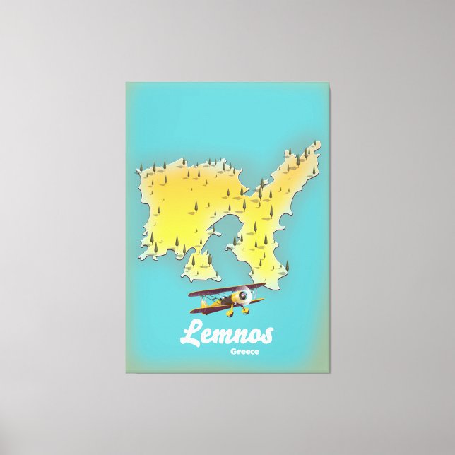 Lemnos Grekland retro karta Canvastryck (Framsida)