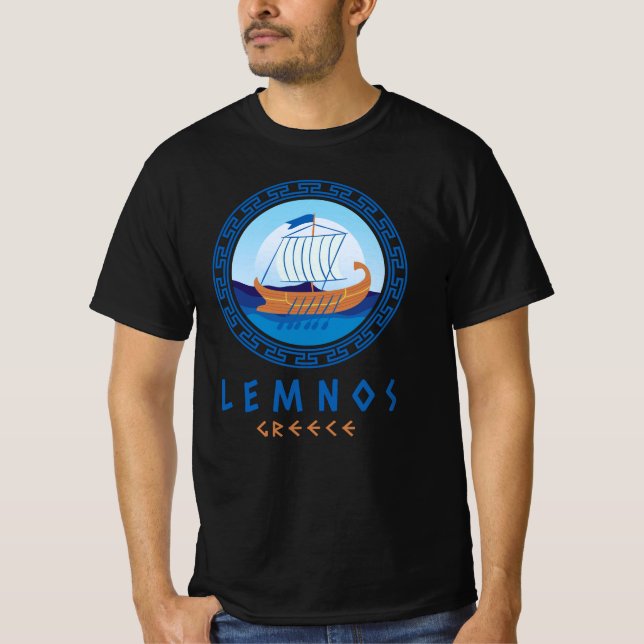 Lemnos, Greklands grekiska Frakt Design Manar T Shirt (Framsida)