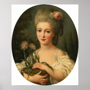 Lemoine - Porträtt av en flicka som håller en blom Poster