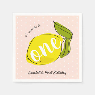 Lemon 1:a födelsedag Papper Rosa Pappersservett