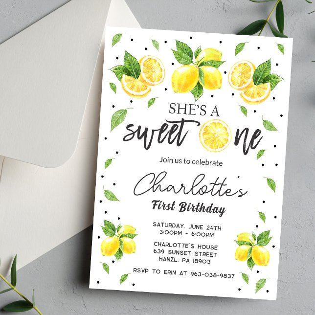 Lemon 1-födelsedagsinbjudan inbjudningar (Skapare uppladdad)