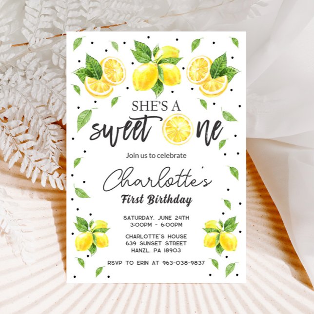Lemon 1-födelsedagsinbjudan inbjudningar (Skapare uppladdad)